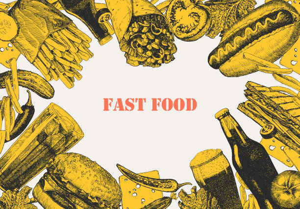 快餐菜单。图片下载
