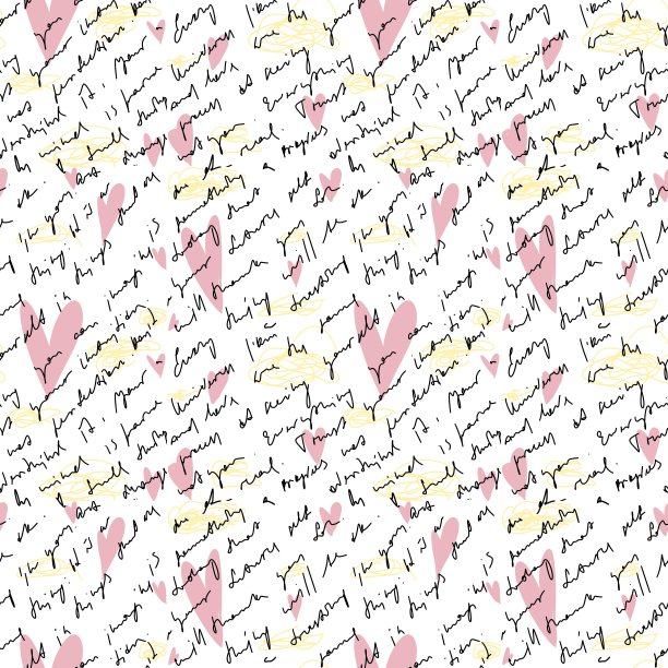潦草粉心手写无缝图案图片下载