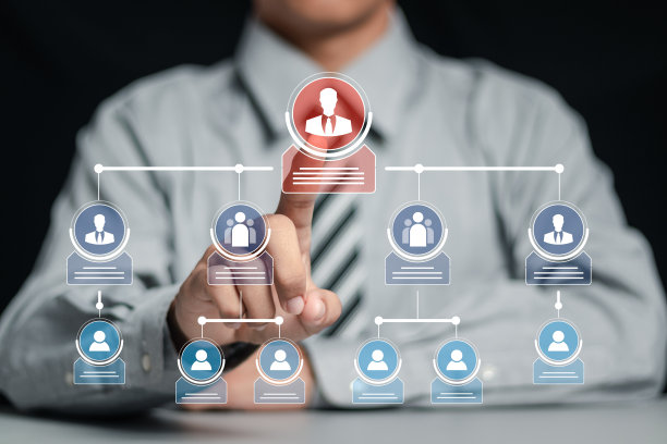 公司的组织结构图，包括团队和员工的层次结构。业务流程和工作流程自动化流程图。商业和技术理念。图片下载