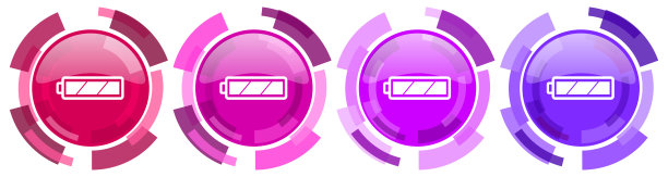 电池彩色图标集合，圆形光滑的图标集孤立的白色，现代设计的网页按钮图片下载