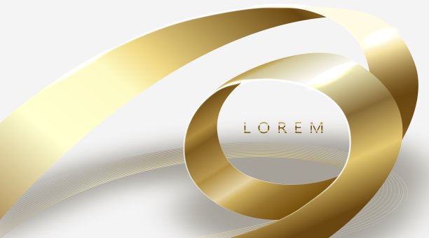 金色丝带在白色背景矢量插图图片下载