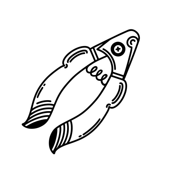 宠物爪剪矢量图标。给狗和猫用的指甲剪。动物美容剪刀。简单的涂鸦，素描。黑色和白色孤立的剪贴画标志，打印，网页图片下载