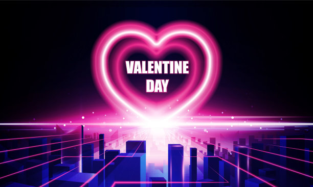 摘要:情人节霓虹心灯商业数字城市Hitech传播理念创新背景，矢量设计，浪漫，科技图片下载