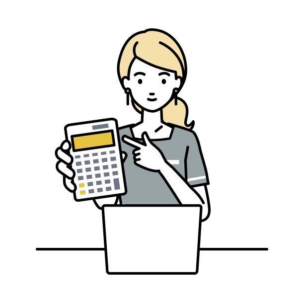 一个美容师，前台女接待员，在笔记本电脑前微笑着推荐、提议、展示估价并指着计算器图片下载