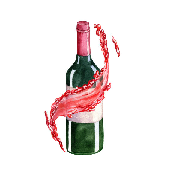 水彩画绿瓶图片下载