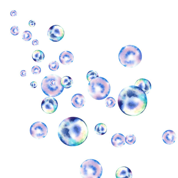 孤立背景下的肥皂泡。水彩插图。珍珠。水下世界。空气中。图片下载