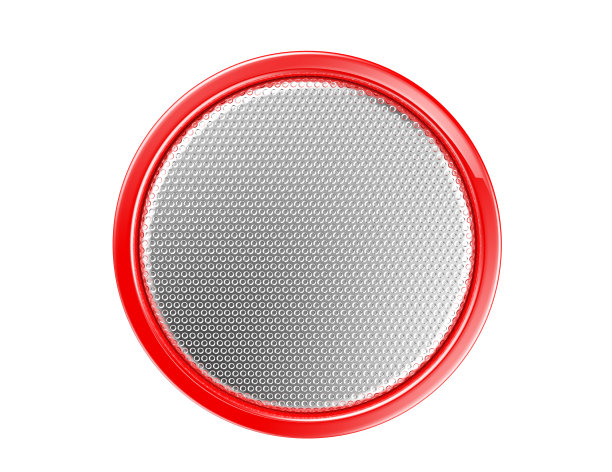 白色背景的圆形红银色金属盘图片下载