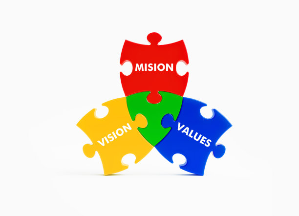 使命愿景和价值观在白色背景上书写拼图图片下载