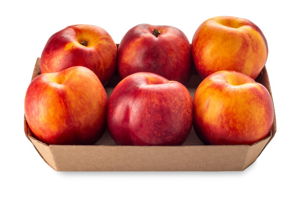 硬纸板托盘里的油桃图片下载