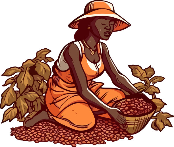 农妇正在收割成熟的咖啡图片下载
