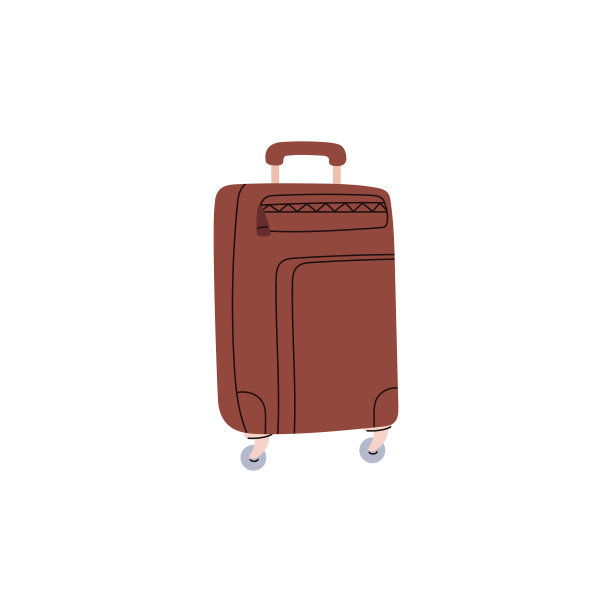 旅行箱上的轮子度假配件，平面矢量插图孤立。图片下载