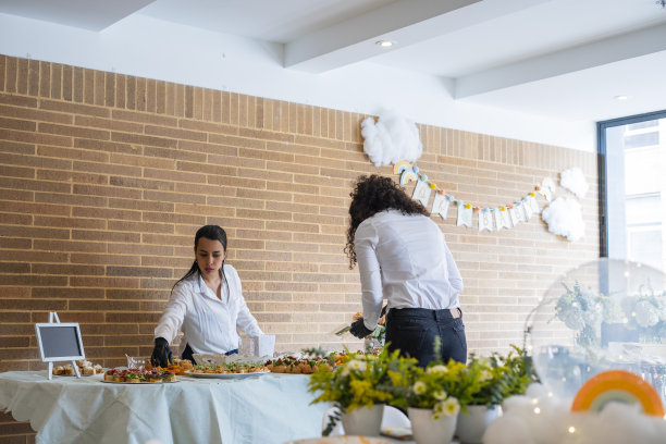 女服务员的职业是在威尼托的设施内组织装饰和餐桌图片下载