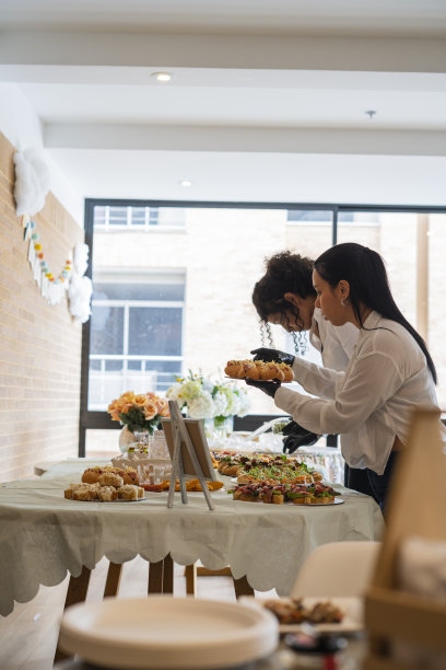 女服务员的职业是在威尼托的设施内组织装饰和餐桌图片下载