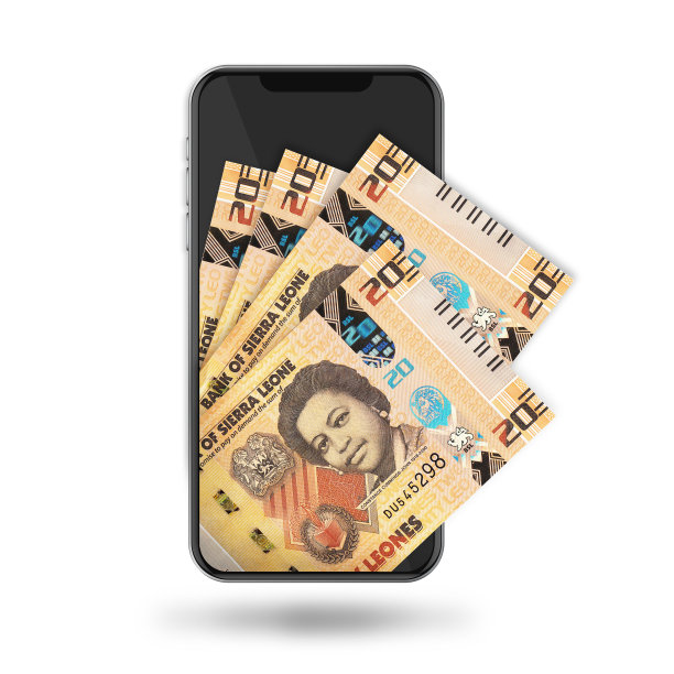 手机内的20张塞拉利昂纸币3d插图图片下载