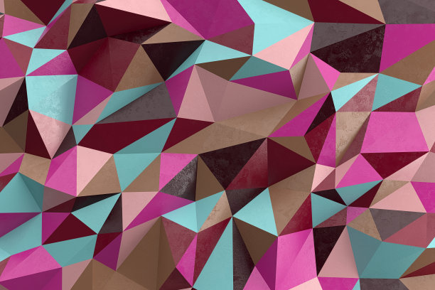 低多边形背景的形式粉蓝色多边形。墙面装饰为彩绘石膏。3 d演示。图片下载