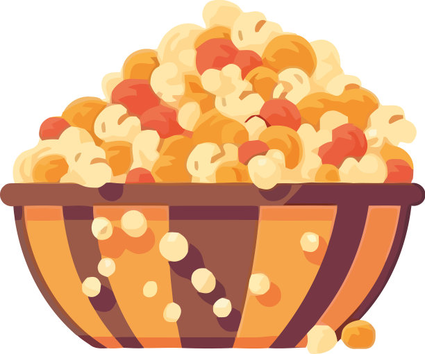 条纹碗里的电影爆米花图标图片下载