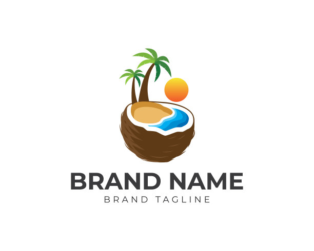 椰子海滩标志图片下载