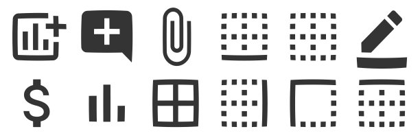 一组12个图标编辑器。创意商业解决方案图标集。款式时髦。手机和网页。图片下载