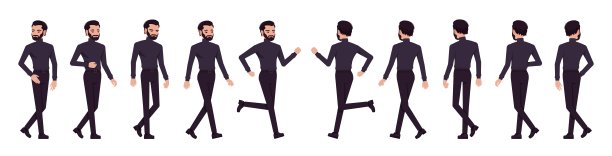 商务顾问专业男组，英俊的拉丁裔男子走路姿势图片下载