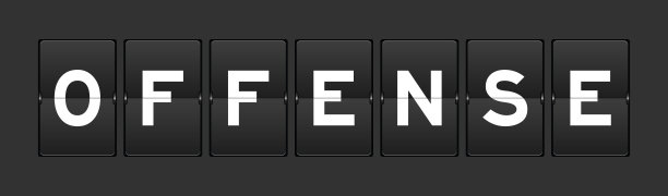 黑色模拟翻转板与文字冒犯在灰色背景图片下载