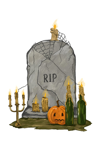 古老的大理石墓碑上刻有RIP字样。插图图片下载