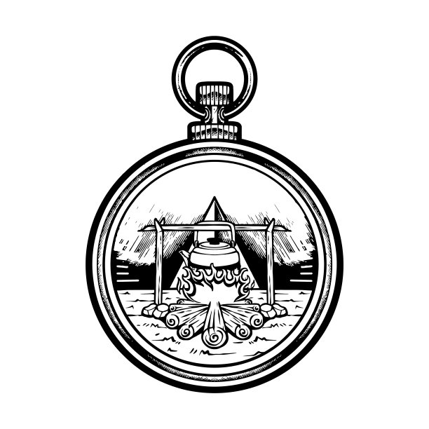 冒险露营户外老式徽章标志孤立的指南针图片下载