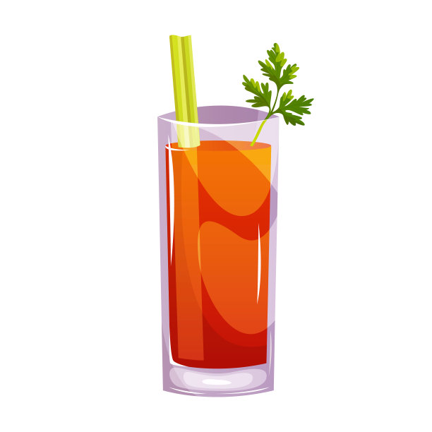 血腥玛丽经典鸡尾酒配芹菜，柠檬，伏特加，番茄。图片下载