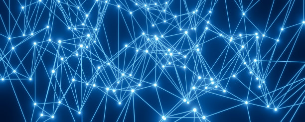 背景科学技术。摘要数字网络连接蓝色背景三维渲染图片下载