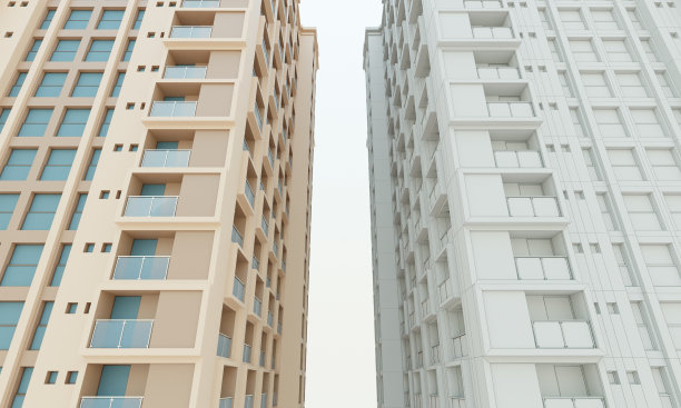 现代酒店建筑用白色建筑线框景图片下载