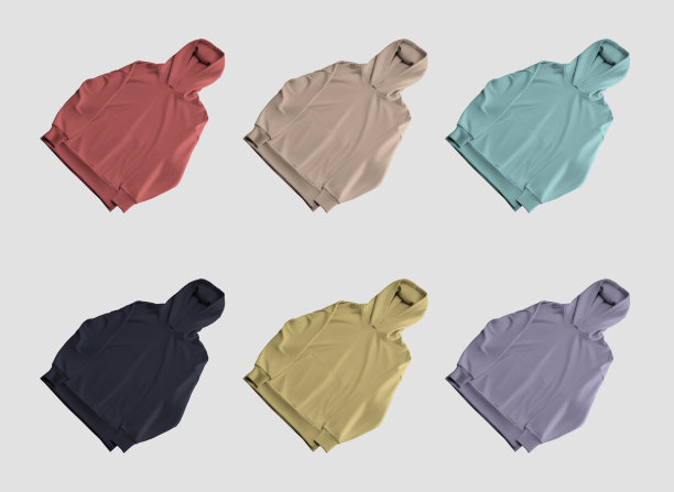 彩色长卫衣的模型，对角呈现，长袖与口袋的设计，品牌，正面视图。集图片下载