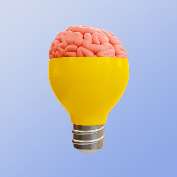 3d最小问题解决概念。创新的标志。创造性思维。学习的象征。有大脑的灯泡。3 d演示。图片下载