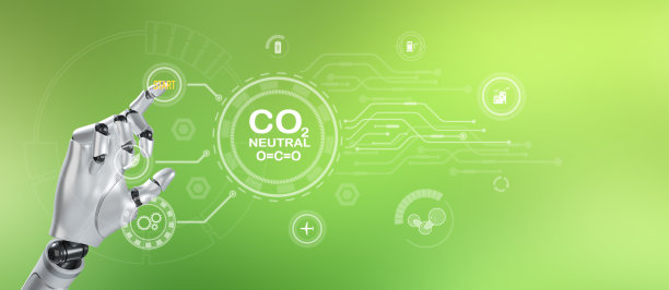 人工智能机器人手带环保图标绿色科技与环保科技科学人工智能与清洁空气理念与可持续发展目标图片下载