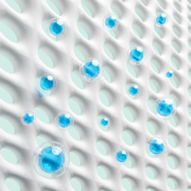 3d合成纤维吸水带卫生巾，透气性显示水滴为纸尿裤，婴儿纸尿裤，成人概念，液体洗涤剂，洗衣粉，3d渲染插图图片下载