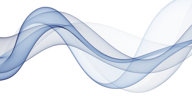 抽象的蓝色流动的波浪线孤立在白色的背景。设计元素以科技、科学、现代为理念图片下载