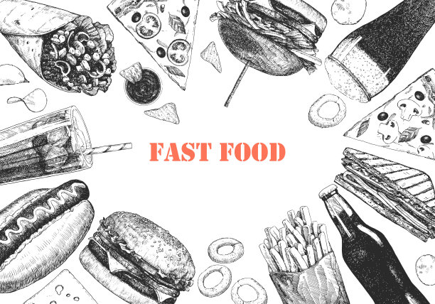 快餐菜单。图片下载