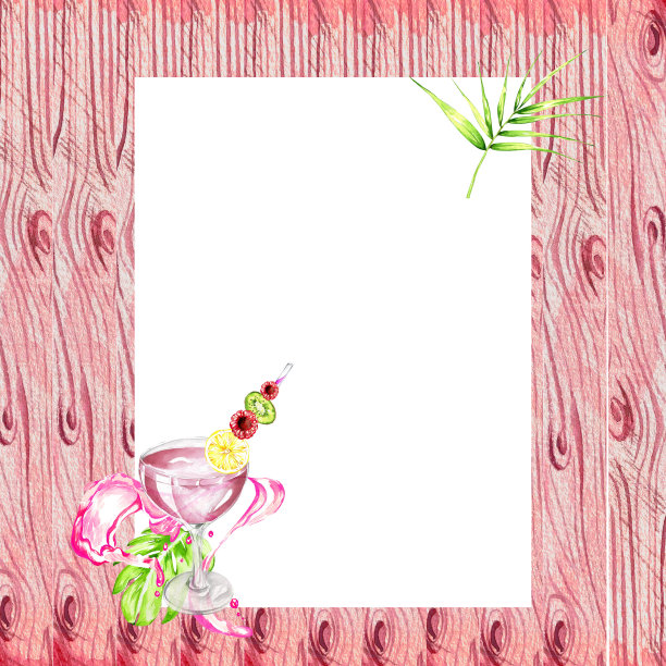 鸡尾酒。夏天明亮的饮料在不同的杯子里。水彩插图。用于横幅，明信片，网站图片下载