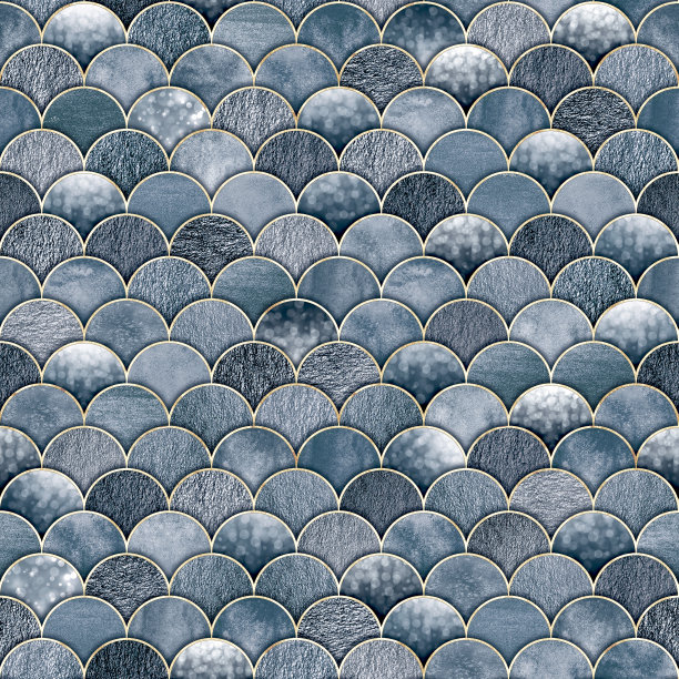 美人鱼鱼鳞波浪日本无缝图案图片下载