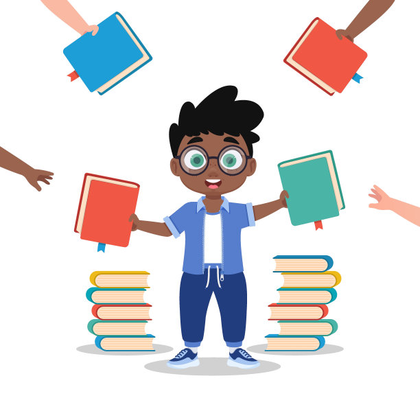 可爱的男孩在发书图片下载