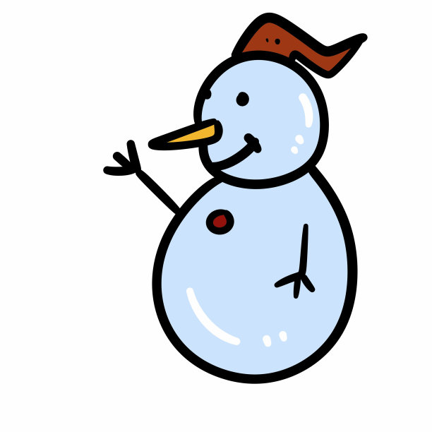 雪人涂鸦卡通在白色的背景图片下载