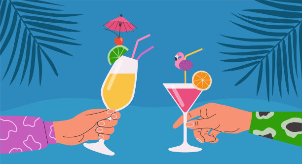 人手配热带鸡尾酒。图片下载