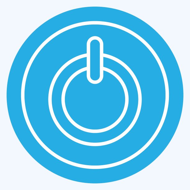 图标电源按钮。与空调有关的符号。蓝眼睛的风格。简单的设计可编辑。简单的说明图片下载