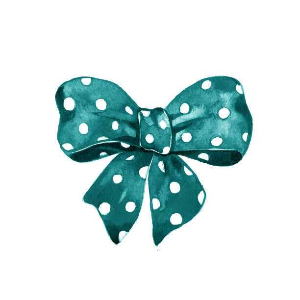 蓝色水彩弓与波尔卡圆点插图图片下载