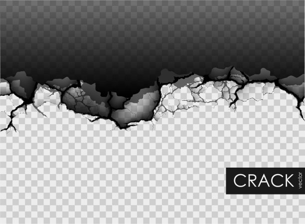 墙上有裂缝，有碎片。矢量图图片下载