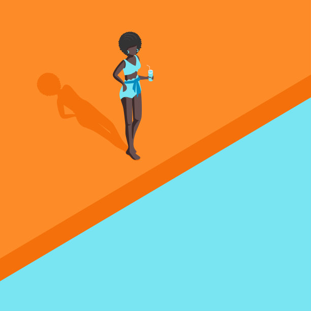 泳池边的等身非裔美国女人图片下载