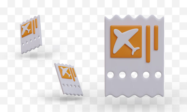 一套现实的旅行机票。孤立的3D图标，节日符号图片下载