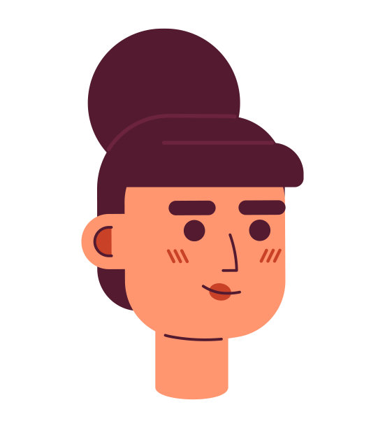 年轻成年高加索女商人半扁平矢量字符头图片下载