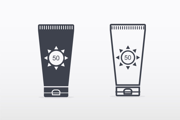 防晒线和填充矢量图标图片下载