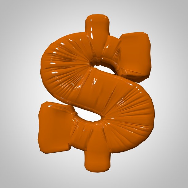 塑料膨胀变形光泽三维渲染孤立的橙色美元符号在白色灰色的方形背景图片下载