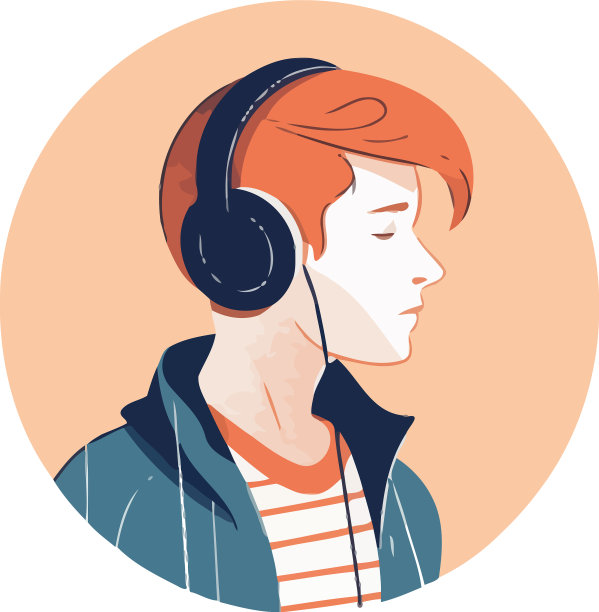 年轻人戴着耳机听音乐图片下载