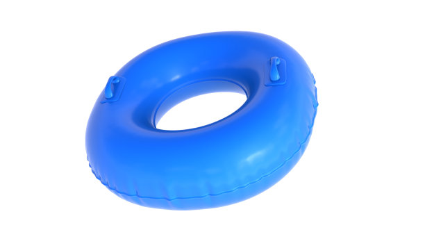 白色背景上孤立的蓝色游泳环。夏天的概念图片下载